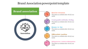 Brand association infographic with a central handshake icon and five labeled benefits linked on the side.