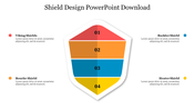 Shield design slide featuring four sections labeled from Viking Shields to Heater Shield with text placeholders.