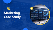 Marketing case study slides with campaign analysis, audience insights, strategy channels, and business growth results.