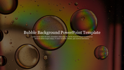 Close-up of colorful bubbles floating against a blurred background with placeholder text.