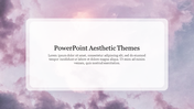 Soft aesthetic slide with pink and purple sky, framed white content box in center, and serif font title.