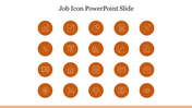 Twenty orange circular icons arranged in a 4x5 grid, each representing different job related symbols.