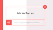 Minimalist Google slide theme with a bold red frame and space to add custom text in the center.