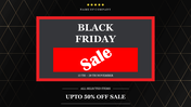 Black Friday sale poster with red paint stroke background, white bold text, and three labeled product name boxes.
