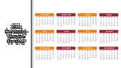 2022 calendar template with monthly layouts from January to December, each month color coded with caption areas.