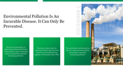 Graphic design showcasing key details about national pollution control day slide featuring a photo of industrial pollution.