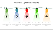 Holiday slide showing a decorative string of bulbs illuminating icons including a stocking, wreath, baubles, tree, and bells.