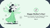 Mother's Day greeting with an illustration of a mother and child, surrounded by flowers and a message of love and gratitude.