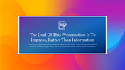 Colorful background with a blue square overlay containing title text and placeholder, along with an icon of a note and pen.