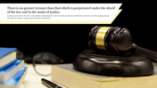 A gavel resting on a sound block with law books and a pen in the background symbolizes justice and legal authority.
