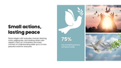 Explore International Day of Peace presentation, its history, peacebuilding, dialogue, education, unity, and hope. - slide 10