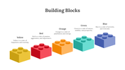 Slide with colorful building blocks in yellow, red, orange, green, and blue, each labeled with a color description.