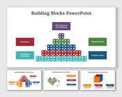 Building Blocks PPT slides illustrating financial planning concepts with a pyramid of dice blocks and labeled categories.