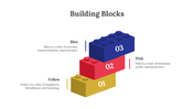 Stacked building blocks in yellow, pink, and blue labeled 01, 02, 03, with color descriptions linked to each block. 