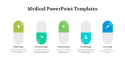 A medical template with icons representing fields such as radiology, dermatology, immunology, and oncology.