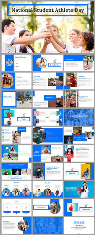 Slide deck celebrating national student athlete day with content on the importance of sports in student life.