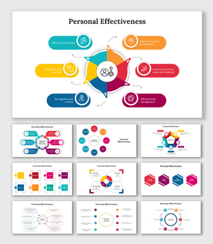 A pack of personal effectiveness slides showcasing key elements with colorful design layouts and icons.