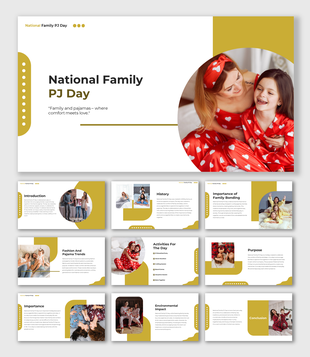 National Family PJ day slides featuring the significance of family bonding and fun pajama activities.