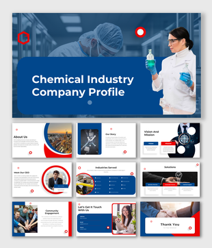 Company presentation slide with interconnected circles, featuring from title to meeting with placeholder text.