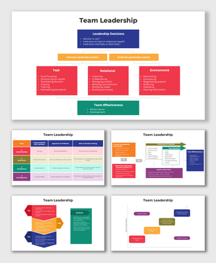 Team leadership framework showing tasks, relational actions, and environment roles for team effectiveness.