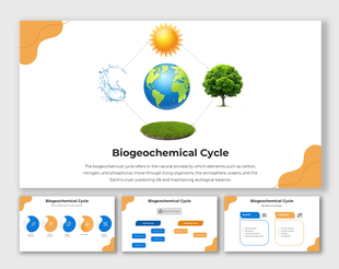 Educational biogeochemical cycle template with natural element icons and diagram-focused content layout.