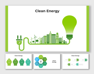 Visual guide on Clean Energy featuring sustainable power types like solar, wind, hydro, and geothermal energy.
