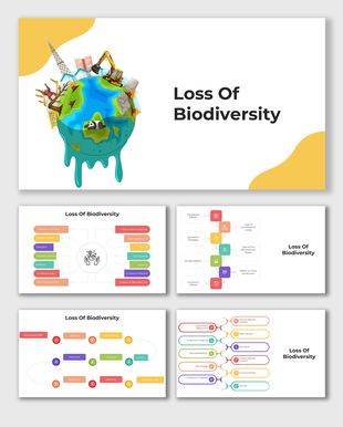 Loss of Biodiversity infographic with Earth visuals, highlighting habitat destruction, pollution, and conservation solutions.