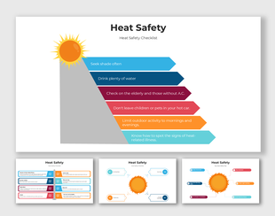 Checklist graphic with a sun icon and safety tips for extreme heat including hydration and shade.