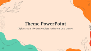 Abstract theme slide with wavy green and orange shapes, a quote about diplomacy and decorative leaf patterns.