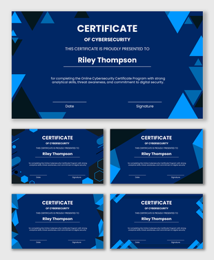 Professional online cybersecurity certificate highlighting threat awareness digital safety and security skills.