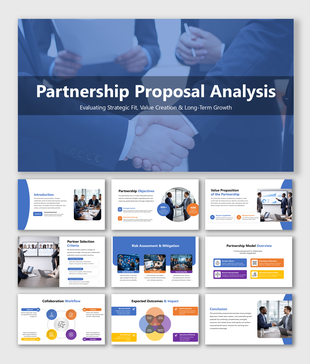 Partnership Proposal Analysis slides evaluating strategic fit, value creation, risks and growth potential now!