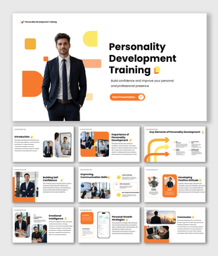 Personality development training presentation covering confidence, communication, leadership, and growth for success.