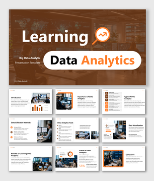 Learning data analytics presentation with dashboards, insights, visualization, and business reporting tools and growth.