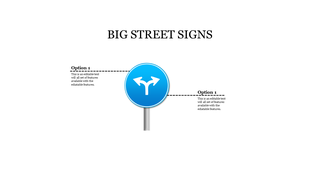 Street sign slide with a blue circular sign showing two white arrows pointing left and right, labeled with options.