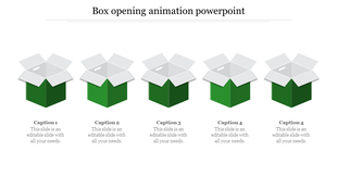 Editable Box Opening Animation PPT  and Google Slides