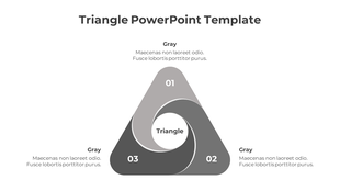 Gray triangle template featuring a swirling three-part design with numbered sections and surrounding text descriptions.