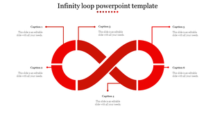 A red infinity loop diagram with six labeled sections, each connected to captions on both sides.