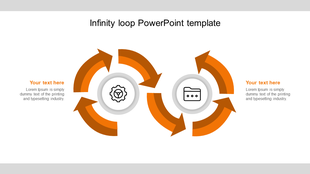 Slide featuring an infinity loop design, illustrating continuous processes or cycles in business or project management.