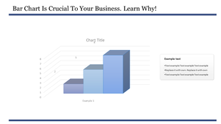 Bar chart in PowerPoint displaying data with titles and placeholders for example text and additional information.