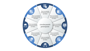 Eight-segment circular infographic with icons representing essential functions for service providers.