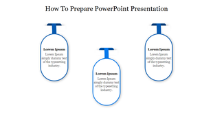 Hanging oval text boxes with red borders and ribbons, arranged under How to prepare PowerPoint presentation title.