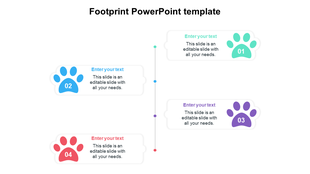 Four colorful paw icons in green, blue, purple, and red, connected by a central line, each with text boxes.