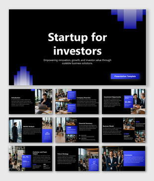 Startup investor presentation highlighting market opportunity, business model, growth strategy, and funding goals. today.