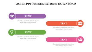Vibrant Agile slide showcasing four distinct placeholders, enhancing visual appeal and information clarity.