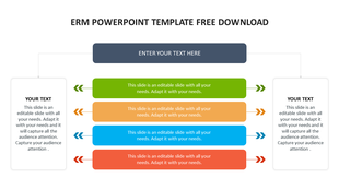 ERM  template showing four horizontally aligned segments with placeholder text blocks on each side.