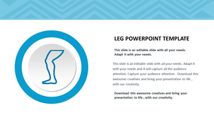 Circular icon with a leg outline on the left and editable text content on the right in a professional layout.