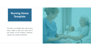 Nursing home PowerPoint template with an image of a caregiver assisting an elderly patient.
