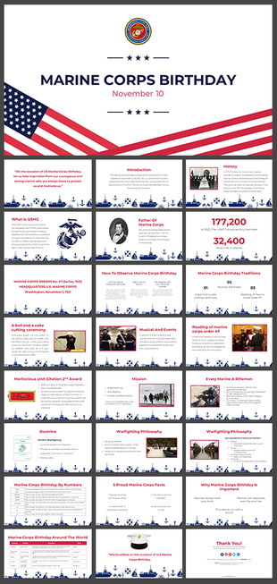 Editable Marine Corps Birthday PowerPoint Presentation