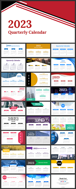 2023 Quarterly Calendar PPT And Google Slides Themes
