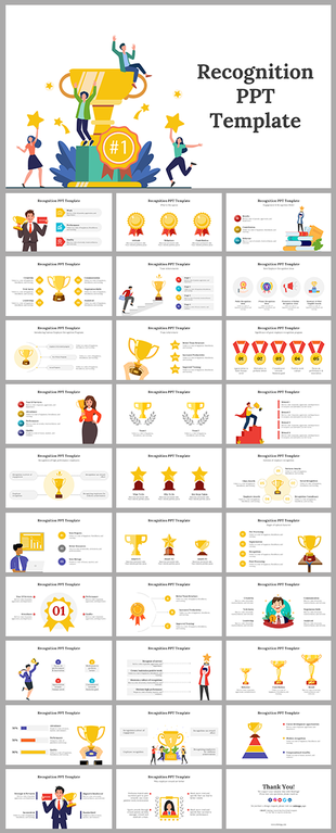 Colorful and dynamic award and recognition template highlighting achievement elements in engaging layout.